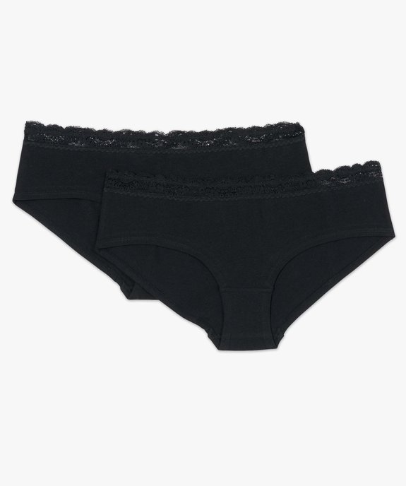 Shorty en coton stretch avec ceinture dentelle femme (lot de 2) vue6 - GEMO 4G FEMME - GEMO