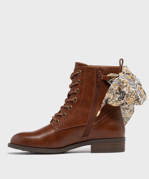 Boots à lacets et zip avec foulard à nouer femme  vue3 - EMILIA ROSA G4G - GEMO