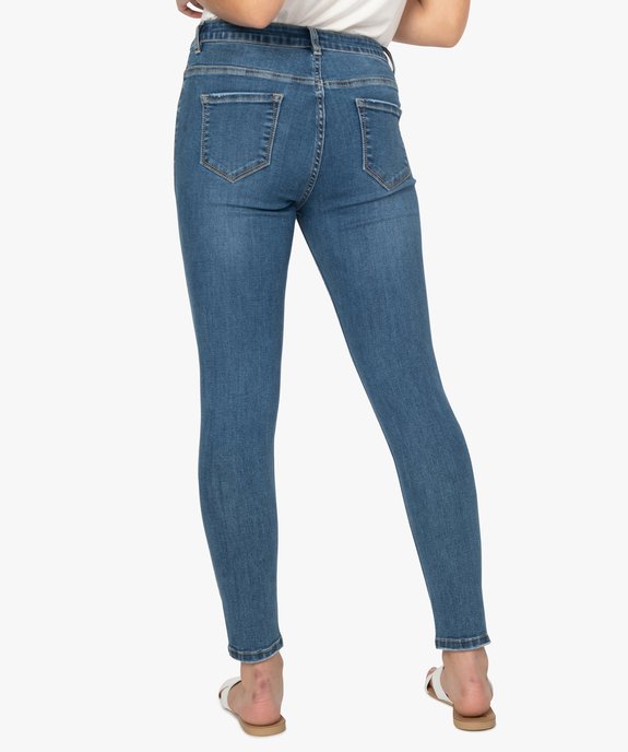 Jean femme coupe slim taille haute en coton stretch vue3 - FOLLOW ME - GEMO