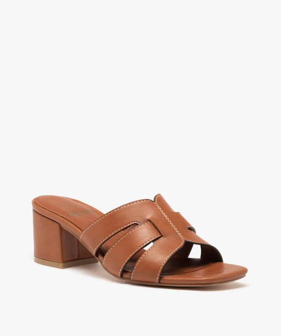 Mules femme unies à talon carré  vue2 - GEMO(URBAIN) - GEMO
