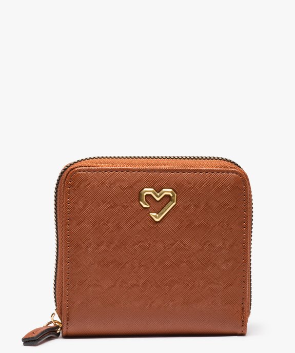Portefeuille femme zippé uni avec bijou en forme de cœur vue1 - GEMO (ACCESS) - GEMO