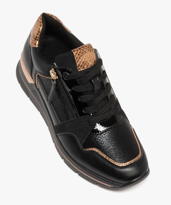 Baskets femme compensées avec détails effet croco et à zip latéral vue5 - GEMO (SPORTSWR) - GEMO