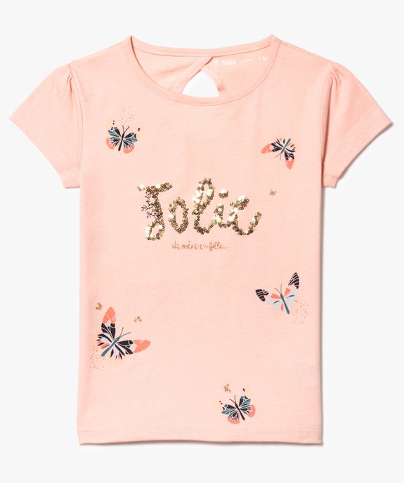 Tee-shirt imprimé à paillettes et sequins vue1 - GEMO (ENFANT) - GEMO