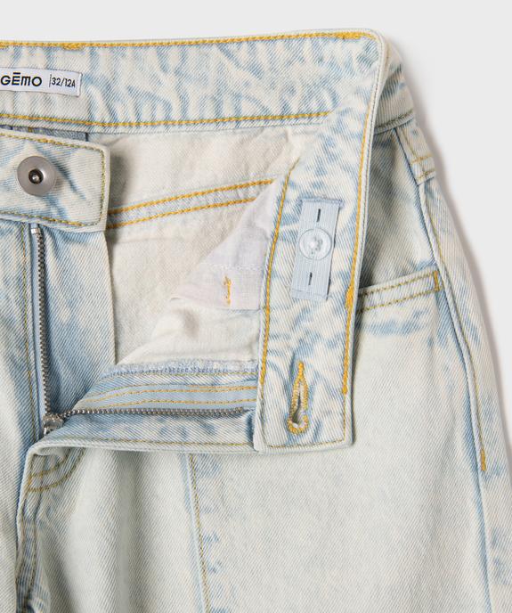 Jean barrel coloris délavé fille vue2 - GEMO (JUNIOR) - GEMO