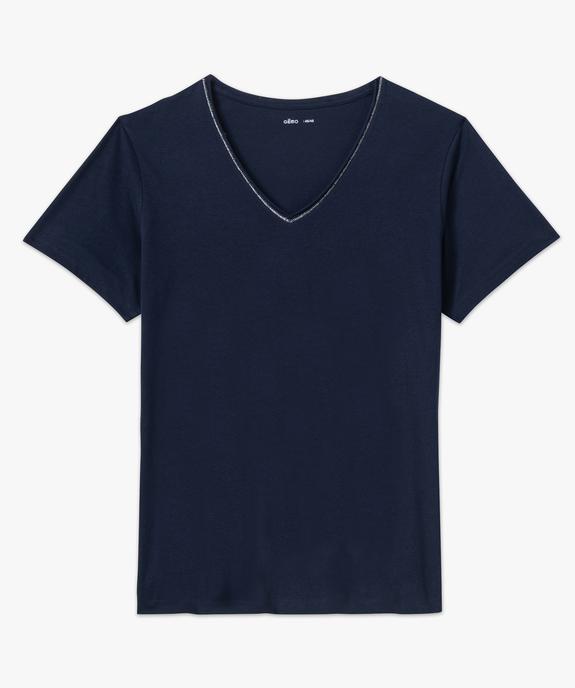 Tee-shirt femme grande taille avec col V et manches courtes vue4 - GEMO (G TAILLE) - GEMO