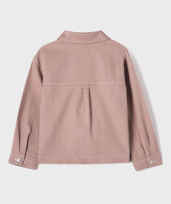 Veste en twill de coton à col chemise et poches plaquées fille vue4 - GEMO 4G FILLE - GEMO