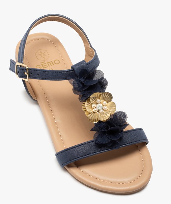 Sandales filles à talon plat et fleurs en tulle vue5 - GEMO (ENFANT) - GEMO