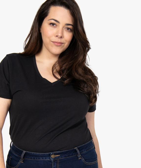 Tee-shirt femme grande taille à manches courtes et col V vue2 - GEMO (G TAILLE) - GEMO