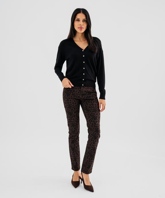 Pantalon Regular taille normale en coton stretch femme vue4 - GEMO 4G FEMME - GEMO