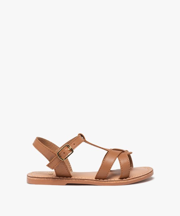 Sandales fille en cuir uni à multiples brides  vue1 - GEMO (ENFANT) - GEMO