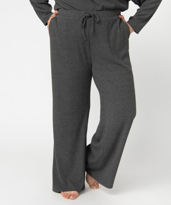 Pantalon d’intérieur femme grande taille en maille côtelée vue1 - GEMO(HOMWR FEM) - GEMO