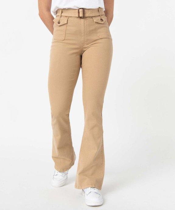 Pantalon femme en toile extensible coupe Bootcut vue1 - GEMO(FEMME PAP) - GEMO