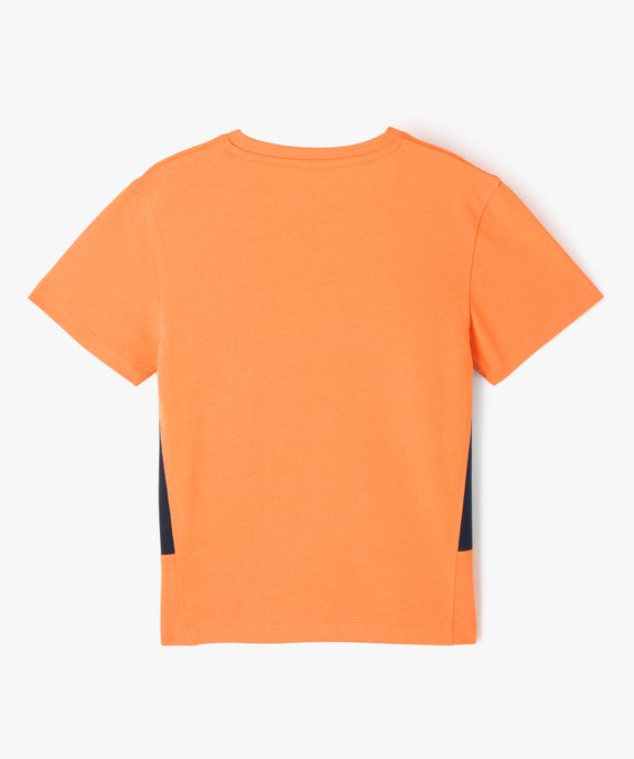 Tee-shirt droit à manches courtes et empiècements garçon vue3 - GEMO (ENFANT) - GEMO