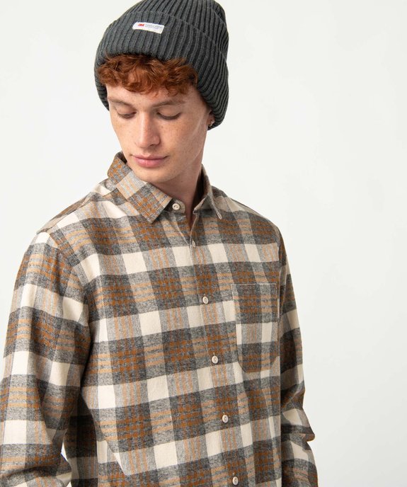 Chemise homme à carreaux aspect flanelle vue2 - GEMO (HOMME) - GEMO
