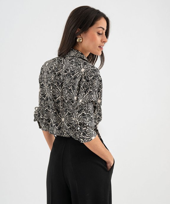 Chemise manches longues en satin imprimé femme vue3 - GEMO(FEMME PAP) - GEMO