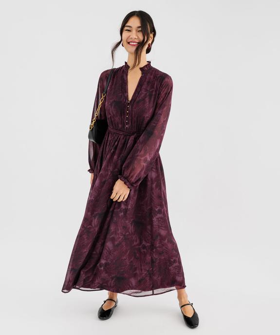 Robe longue en voile à motifs fleuris femme vue1 - GEMO 4G FEMME - GEMO