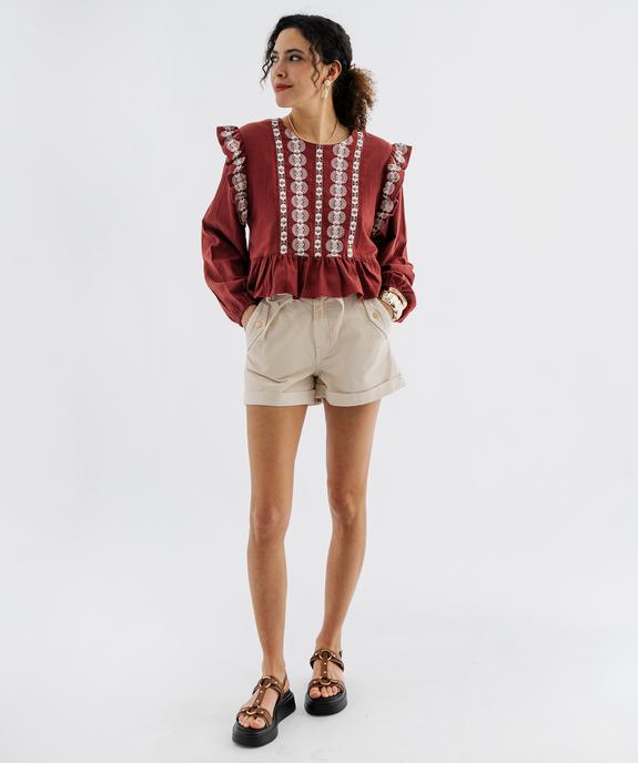 Blouse à manches longues avec volants fantaisie femme vue6 - GEMO(FEMME PAP) - GEMO