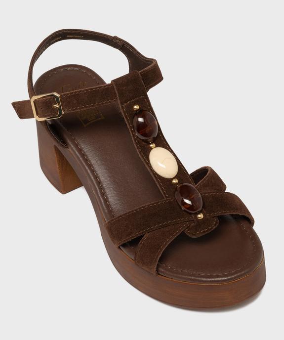 Sandales en cuir à talon large et patin épais femme - Tanéo vue5 - TANEO - GEMO