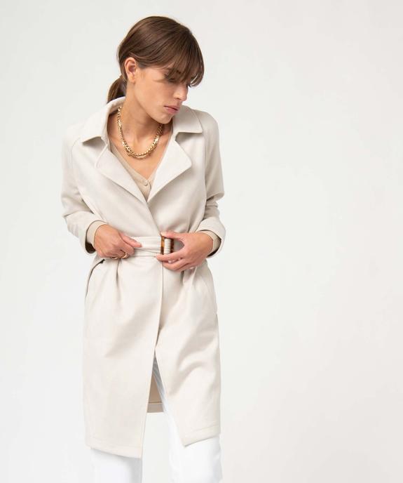 Manteau trench en suédine avec ceinture femme vue1 - GEMO(FEMME PAP) - GEMO