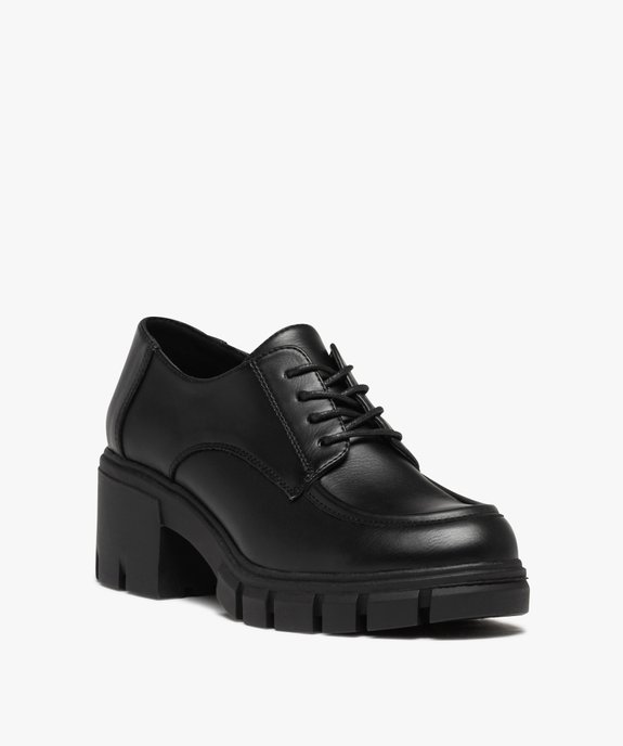 Derbies femme à talon large et semelle crantée vue2 - GEMO(URBAIN) - GEMO