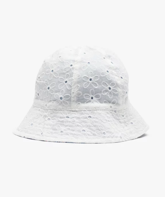 Chapeau bébé fille forme bob réversible avec élastique de maintien intégré vue2 - GEMO (ENFANT) - GEMO