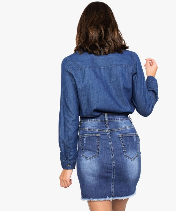 Chemise femme aspect denim fermeture boutons vue3 - FOLLOW ME - GEMO
