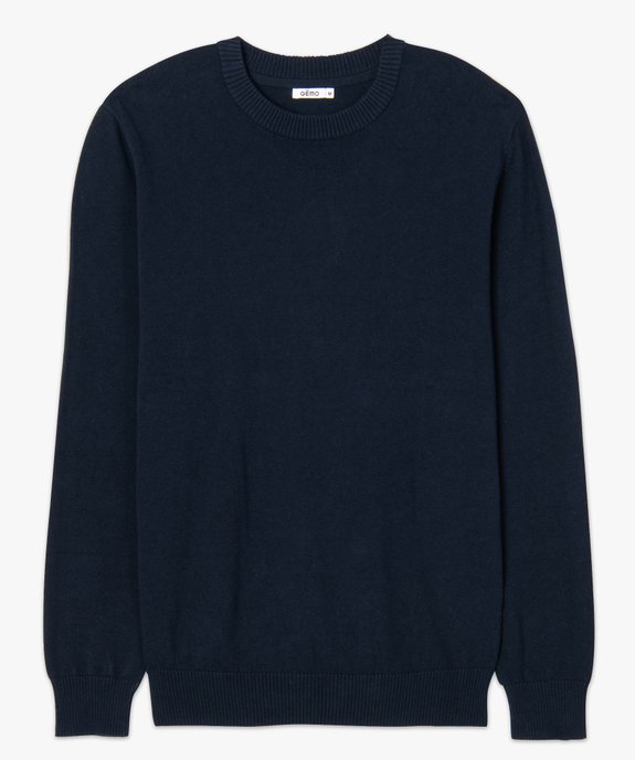 Pull homme uni en maille fine avec col rond vue4 - GEMO (HOMME) - GEMO