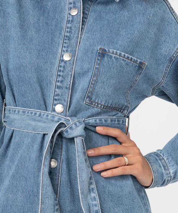 Robe femme en jean boutonnée sur l’avant avec ceinture vue2 - GEMO(FEMME PAP) - GEMO