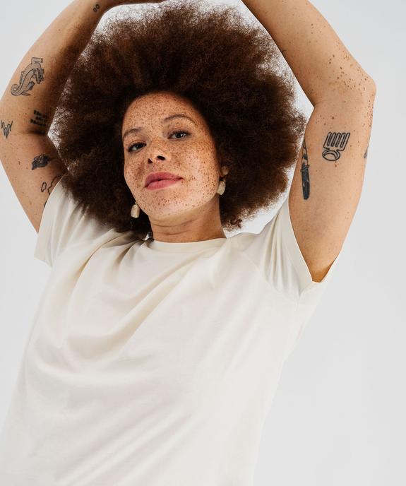 Tee-shirt manches courtes en coton uni à col rond femme grande taille vue2 - GEMO 4G GT - GEMO