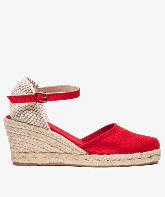 Sandales femme en toile et talon compensé en corde vue1 - GEMO(URBAIN) - GEMO