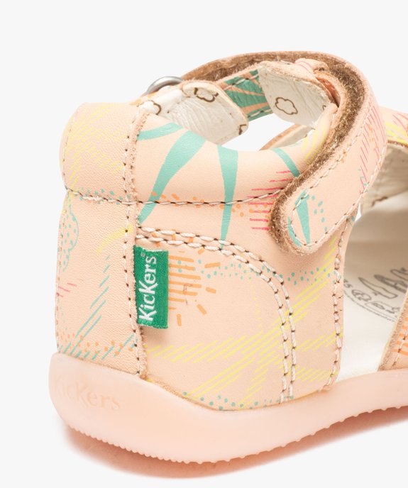Sandales fille en cuir imprimé avec bout fermé et à scratch - Kickers vue6 - KICKERS - GEMO