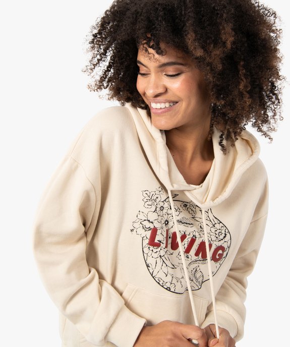 Sweat a capuche beige femme outlet