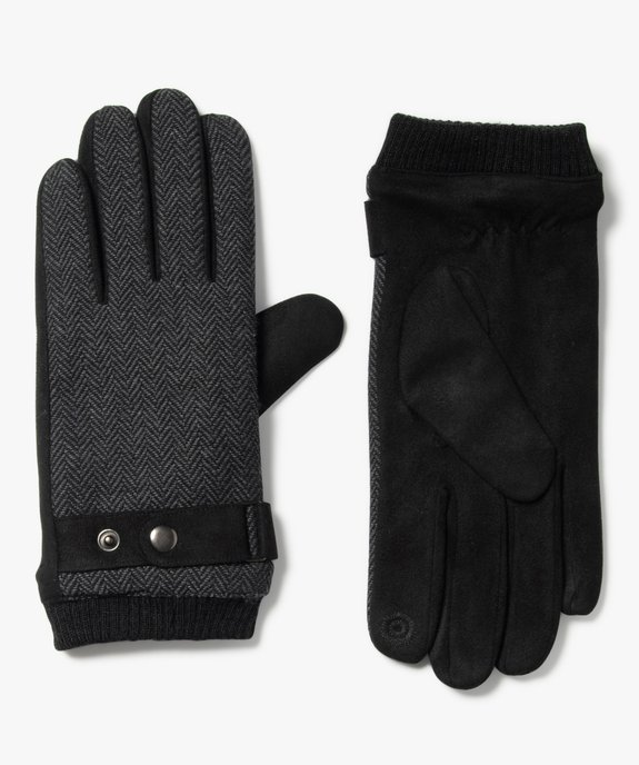 Gants tactiles à motifs chevrons avec doublure peluche homme vue1 - GEMO (ACCESS) - GEMO