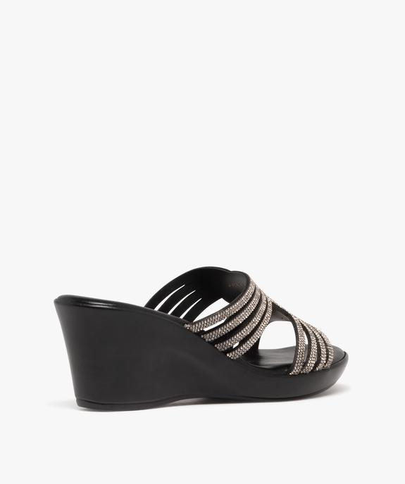 Mules femme compensées avec brides à strass entrelacées et ajourées vue4 - GEMO(URBAIN) - GEMO