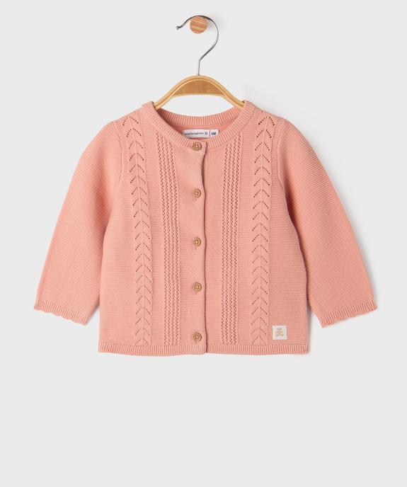 Gilet en coton avec bandes fantaisie bébé fille - LuluCastagnette vue1 - LULU CASTAGNETTE GEMO FOR GOOD - GEMO