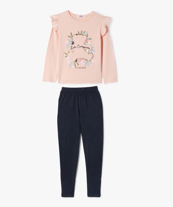 Pyjama léger en coton imprimé à volants fille - LuluCastagnette vue1 - LULUCASTAGNETTE - GEMO