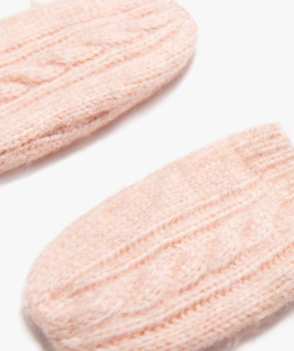 Moufles en maille torsadée bébé fille vue2 - GEMO(BEBE DEBT) - GEMO