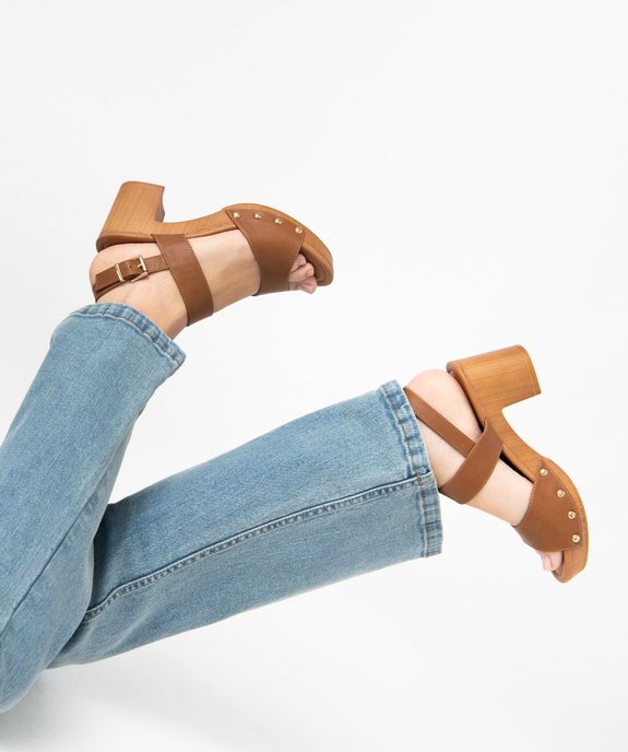 Sandales femme à talon carré style sabot vue1 - GEMO(URBAIN) - GEMO