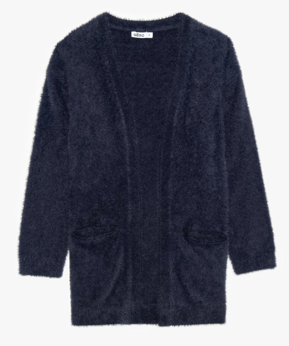 Gilet fille long porté ouvert en maille duveteuse vue1 - GEMO (ENFANT) - GEMO