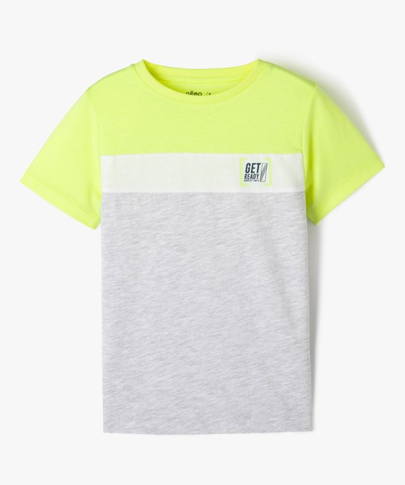 Tee-shirt manches courtes tricolore garçon vue1 - GEMO (ENFANT) - GEMO