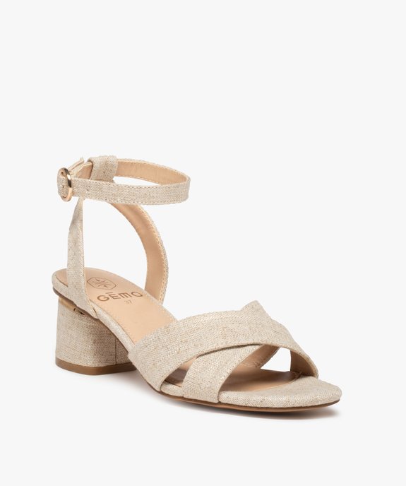 Sandales femme à talon métallisé et brides toile vue2 - GEMO(URBAIN) - GEMO