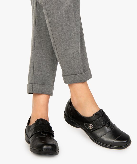 Derbies femme confort en cuir fermeture scratch vue1 - GEMO (CONFORT) - GEMO