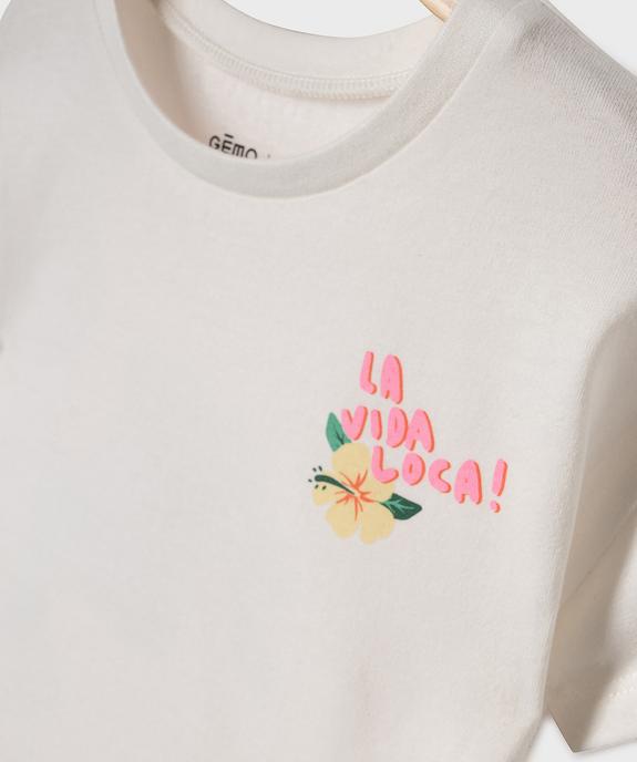 Tee-shirt manches courtes avec imprimé poitrine et dos bébé fille vue2 - GEMO 4G BEBE - GEMO