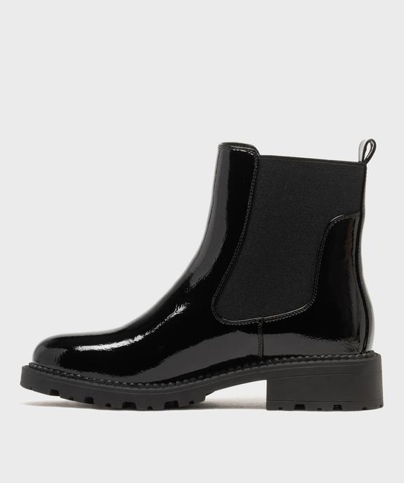 Boots femme vernies style Chelsea à semelle crantée vue11 - 5 MILES - GEMO