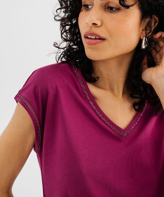 Tee-shirt à manches courtes avec finitions scintillantes femme vue2 - GEMO 4G FEMME - GEMO