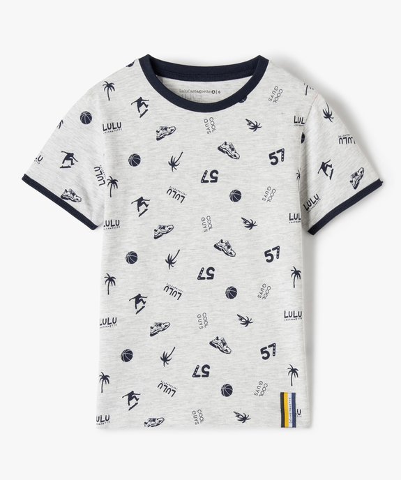 Tee-shirt garçon à manches courtes et micro motifs - LuluCastagnette vue1 - LULUCASTAGNETTE - GEMO