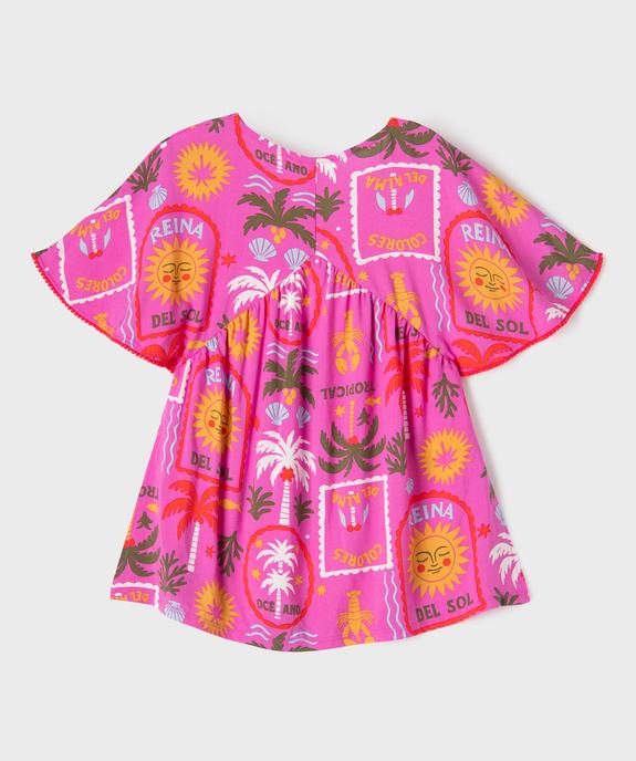 Robe de plage légère et fluide imprimée fille vue3 - GEMO 4G FILLE - GEMO