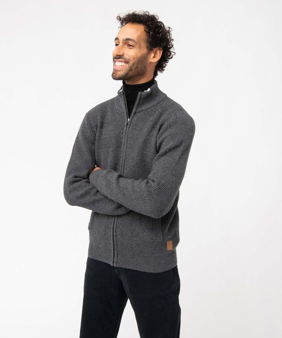 Gilet homme zippé avec col montant doublé vue1 - GEMO (HOMME) - GEMO