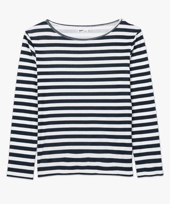 Marinière femme à manches longues en coton bio vue4 - GEMO 4G FEMME - GEMO