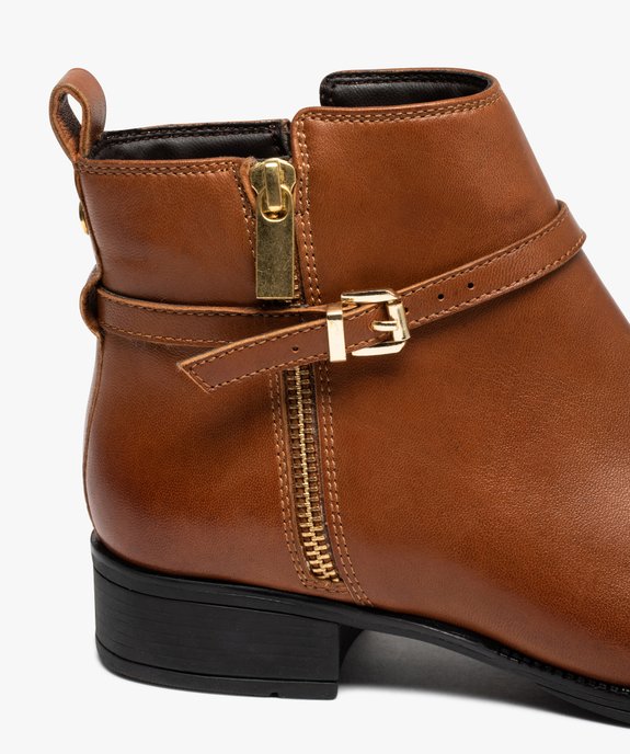 Boots femme dessus cuir uni à bride décorative - Tanéo vue6 - TANEO - GEMO